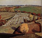 Grant Wood Landscape oil painting on canvas